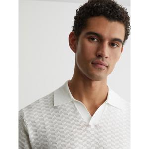 REISS Sol Textured-Knit Open-Collar Polo Shirt